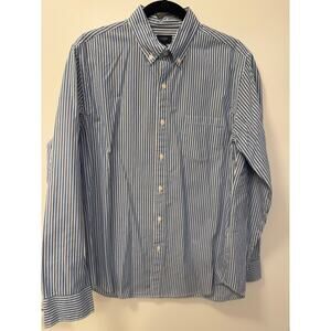 J. Crew Button-Down Shirt Men's Medium Blue Cotton Striped Oxford Preppy Career